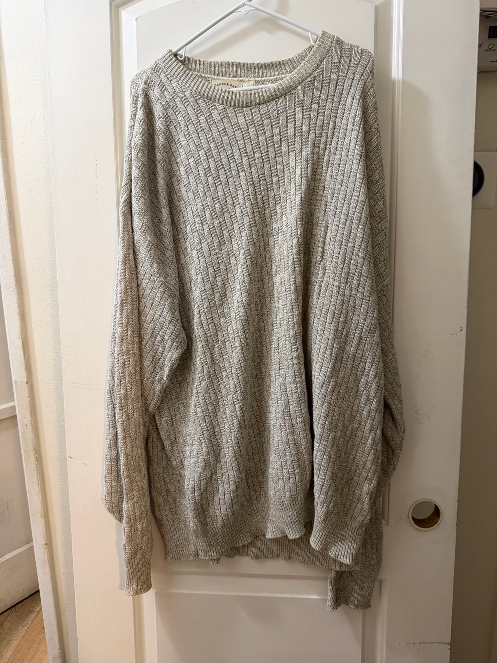 Harbor Bay Neutral Cream Ribbed Crewneck Sweater